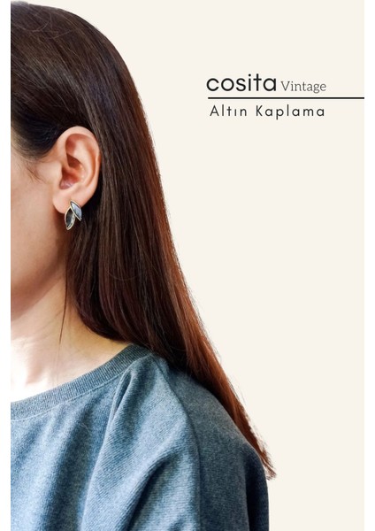 Vintage Gül Kurusu Altın Kaplama Yaprak Küpe modelleri