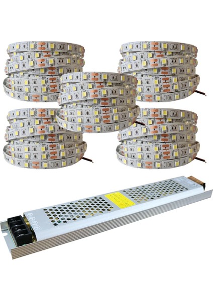 4040 Şerit LED 25 Metre 6500K Beyaz ( YL40-4001 ) + Noas 33 Amper 360 Watt Süper Slim LED Trafo
