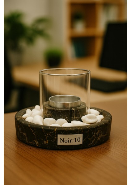 Mermer Desenli Camlı Masa Üstü Şömine – Beyaz Taşlı & Biyoetanol Yakıtlı fırsatları