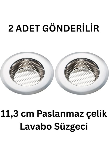 2 Adet Büyük Boy Paslanmaz Çelik Lavabo Süzgeci 11.3 cm