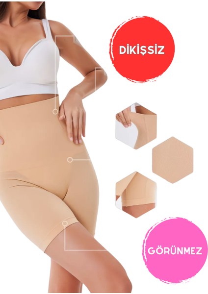 Dikişsiz Toparlayıcı Lazer Kesim Spor Korse Iz Yapmaz Kısa Şort Yüksel Bel Ten modelleri