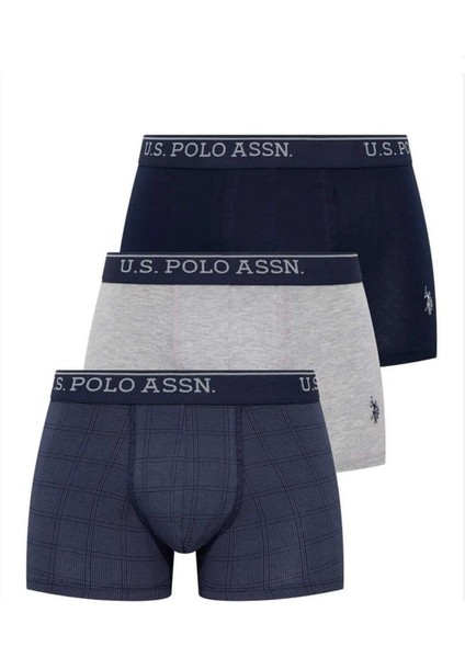 Erkek Lacivert-Gri Melanj - Indigo 3'lü Boxer