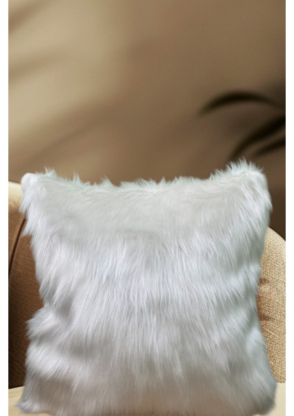 Peluş Kırlent Kılıfı - Beyaz