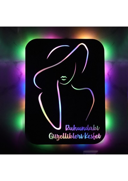 LED Işıklı Kişiselleştirilebilir Kadın Temalı Tablo Fragile Dekoratif Gece Lambası