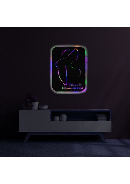 LED Işıklı Kişiselleştirilebilir Kadın Temalı Tablo Fragile Dekoratif Gece Lambası modelleri