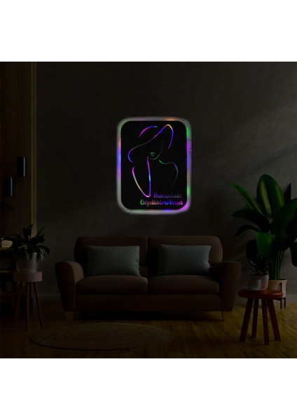 LED Işıklı Kişiselleştirilebilir Kadın Temalı Tablo Fragile Dekoratif Gece Lambası indirimleri