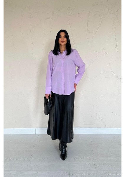 Runiquehome Lila Poplin Gömlek