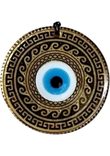 Altın Varaklı Nazar Boncuklu Füzyon Cam El Işçiliği 12 cm Duvar Süsü Nazarlık Hediyelik Eşya