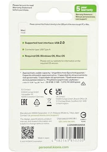 Kıoxıa 32GB U202 USB 2.0 Flaşh Bellek (%100 Orijinal Ürün) modelleri