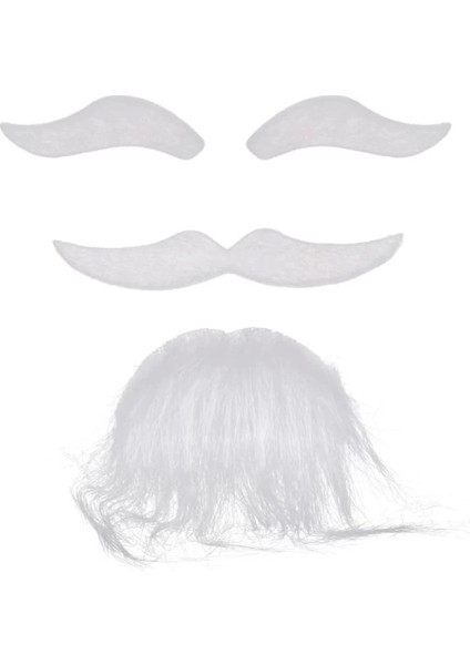 Beyaz Renk Kendinden Yapışkanlı Takma Sakal Bıyık ve Kaş Seti modelleri