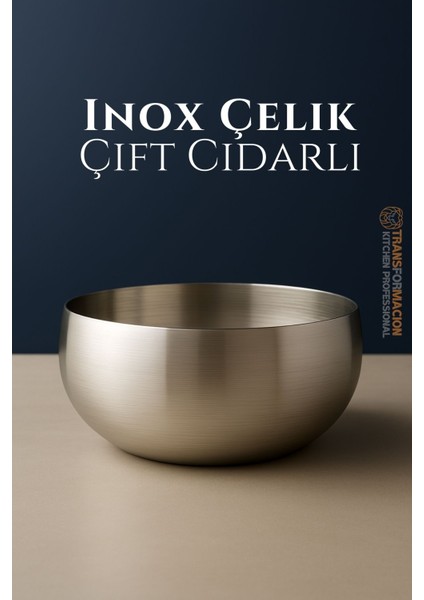 Çift Cidarlı Kase - Inox Çelik Kase 18 cm 722019