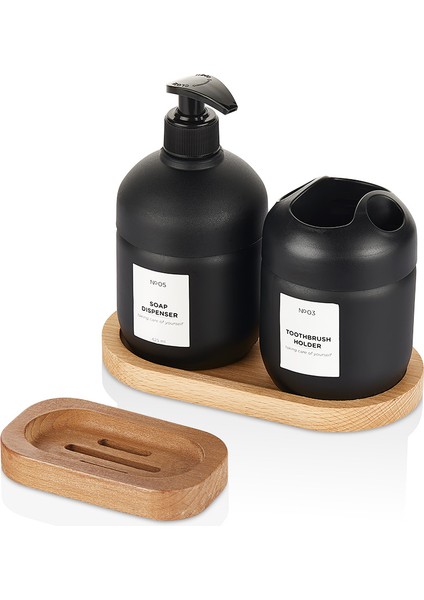 Qlux Sıvı Sabunluk Seti Sıvı Sabun Katı Sabun Diş Fırçalık Seti