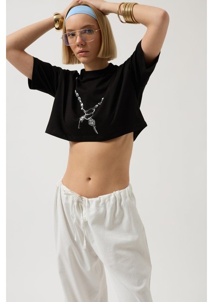 Runiquehome Baskılı Crop T-Shirt