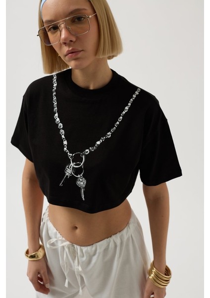Runiquehome Baskılı Crop T-Shirt