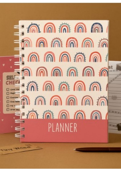 17X24 cm Stickerlı Süresiz Planlama Defteri – Sert Kapaklı Haftalık Günlük Ajanda, Organizer