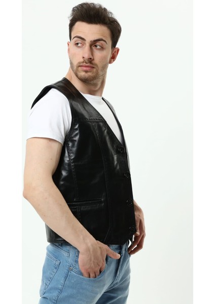Hakiki Erkek Deri Yelek Puntolu Tarz Yelek Baba fiyatları