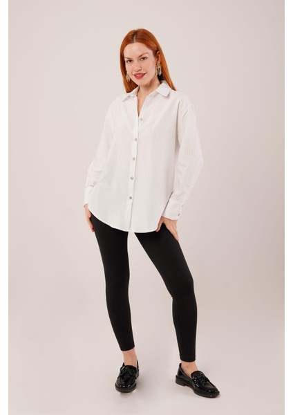 Runiquehome Ince Çizgi Detaylı Beyaz Gömlek fiyatları