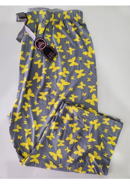 Bambu Likralı Ring Viskon Battal Beden Kapri Pijama Altı 6021