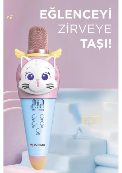 Kıdmıc02 Kedi Figürlü Şarjlı Bt Karaoke Mikrofon Ve Hoparlör 5w Kablosuz Mikrofon modelleri