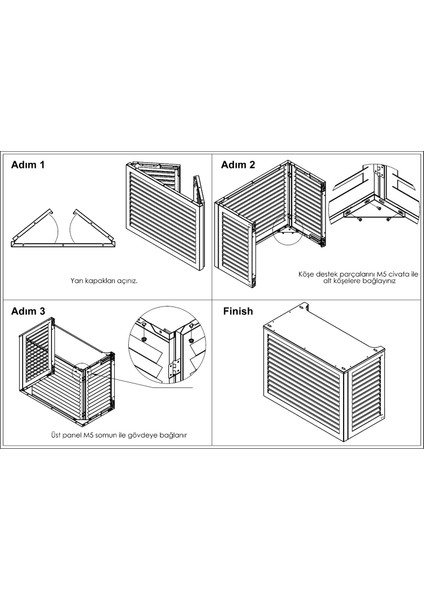 Alüminyum Klima Gizleme Kafesi 98X50X70 cm (H) Ral 1015 Fildişi Rengi Panjur Small Model 15000-18000 Btu