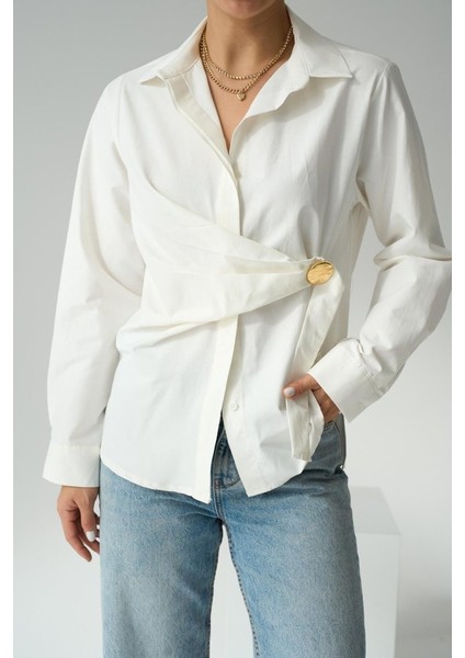 Runiquehome Bağlamalı Gömlek - Ekru modelleri