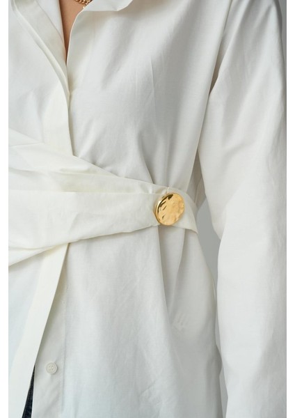 Runiquehome Bağlamalı Gömlek - Ekru fırsatları