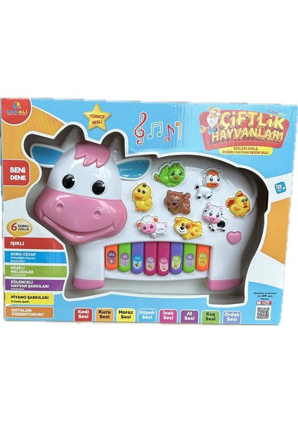 Türkçe Sesli Çiftlik Hayvanları Inek Piyano- Işıklı, Müzikli Eğitici Oyuncak (18 Ay+) modelleri
