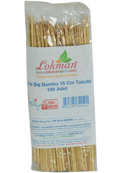 Çöp Şiş Bambu Şişleri 15 cm Takribi 100 Adet 1 Paket