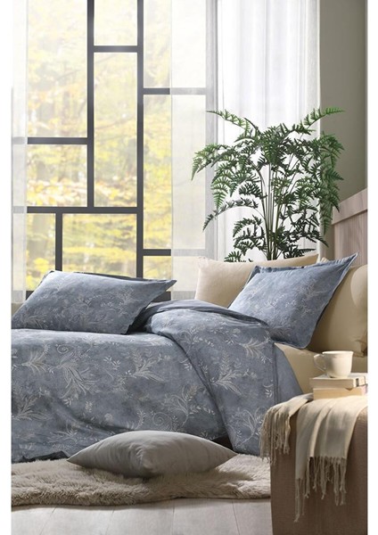 Özdilek Çift Kişilik Ranforce Nevresim Takımı Flor Espiral Mavi