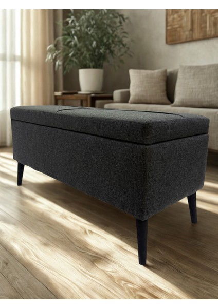 Sandıklı Keten Puf Bench – Antrasit Gri | 90X45X40 cm Depolama Alanlı, Modern Oturma & Dekoratif Ayak Ucu Pufu fiyatları