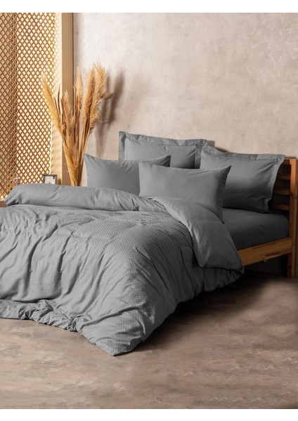 Plaid Çift Kişilik Nevresim Takımı Gri