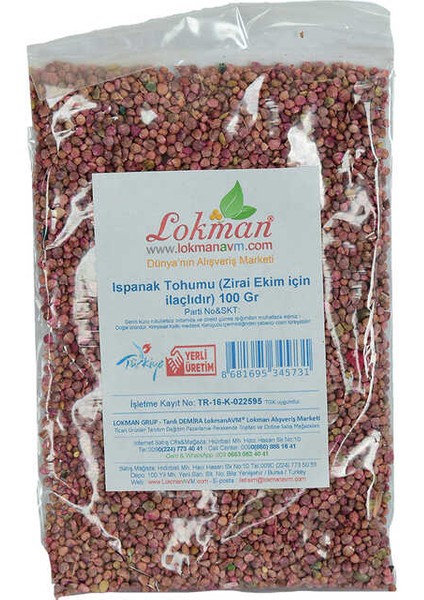 Ispanak Tohumu (Zirai Ekim Için Ilaçlıdır) 100 gr Paket fiyatları