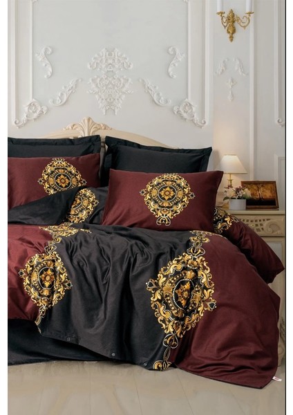 Palace Saten Çift Kişilik Nevresim Takımı Ebren Antrasit