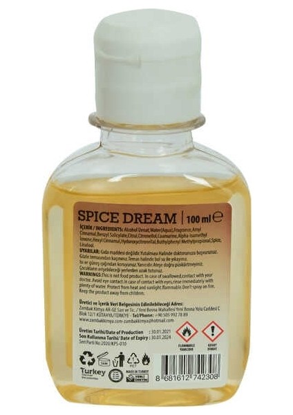 Baharatlı Kolonya Spice Dream Eau De Cologne 80 Derece 100 ml fiyatları