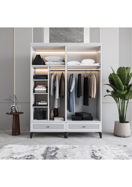 Libra 4 Kapaklı Çekmeceli Gardırop Tamamı Mdf (Beyaz) modelleri