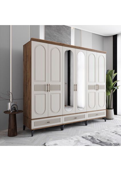 Libra 6 Kapaklı Çekmeceli Gardırop Tamamı Mdf (Aytaşı) fiyatları