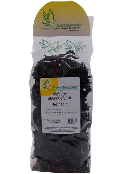 Afrika Bamya Çiçeği Hibiskus Mekke Gülü Doğal 100 gr Paket