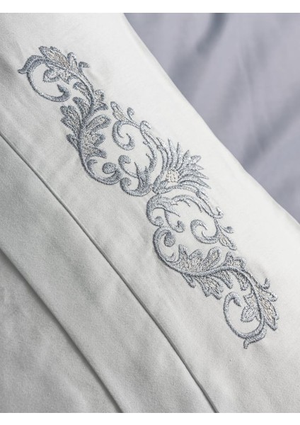 Nakışlı Çift Kişilik Saten Nevresim Takımı Bianna Gri modelleri