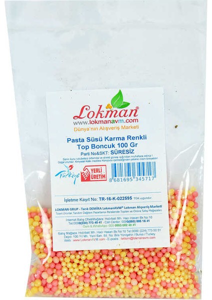 Pasta Süsü Boncuk Granül Şekeri Karışık Renk 100 gr Paket fiyatları