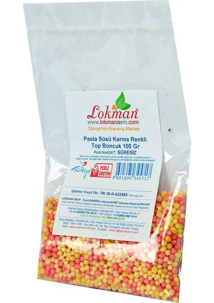 Pasta Süsü Boncuk Granül Şekeri Karışık Renk 100 gr Paket modelleri