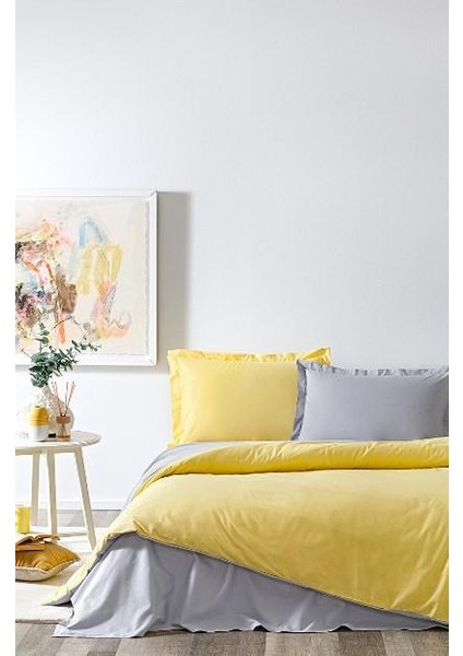 Özdilek Çift Kişilik Ranforce Nevresim Takımı Colormix Sarı Gri