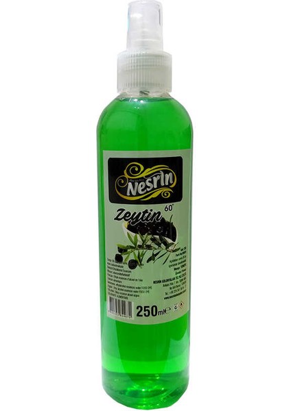 Zeytin Kolonyası 60 Derece Pet Şişe Sprey 250 ml