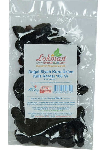 Kilis Karası Siyah Kuru Üzüm 100 gr Paket fiyatları