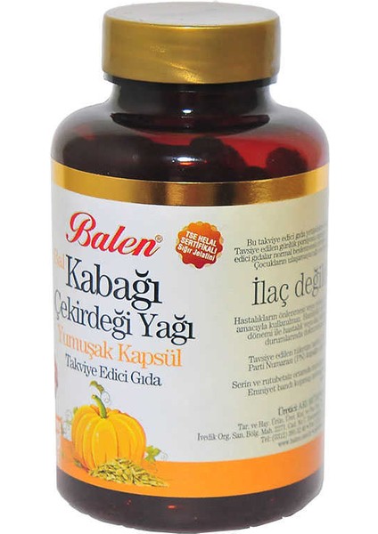 Bal Kabağı Çekirdeği Yağı Yumuşak 100 Kapsül fiyatları