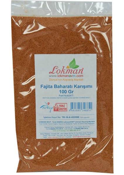 Fajita Baharatı Karışımı 100 gr Paket fiyatları