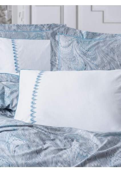 Çift Kişilik Elit Saten Nevresim Takımı Stilla Mavi modelleri