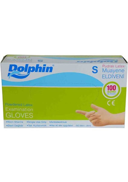 Pudralı Beyaz Latex Muayene Eldiveni Küçük Boy (S) 100 Lü Paket