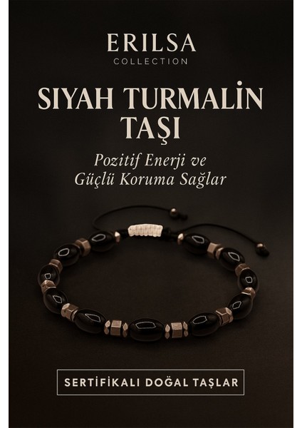 Sertifikalı Siyah Turmalin Taşı Bileklik - Pozitif Enerji ve Güçlü Koruma Sağlayan Takı