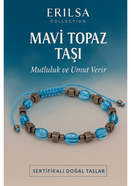 Sertifikalı Sentetik Mavi Topaz Taşı Bileklik - Mutluluk ve Umut Veren Şık Takı
