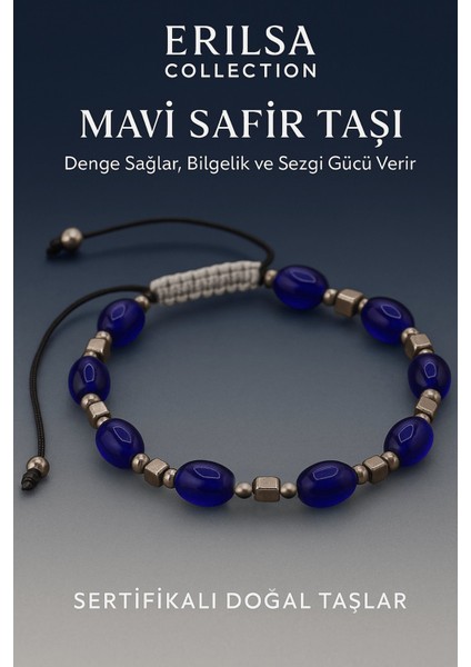 Sertifikalı Sentetik Mavi Safir Taşı Bileklik - Bilgelik Denge ve Sezgi Gücü Veren Takı